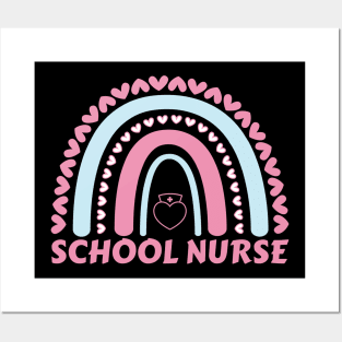 School Nurse Rainbow Leopard Appreciation Nursing For Women Posters and Art